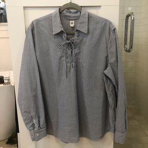 GAP Navy/White Stripe Long-Sleeve Cotton Top XL